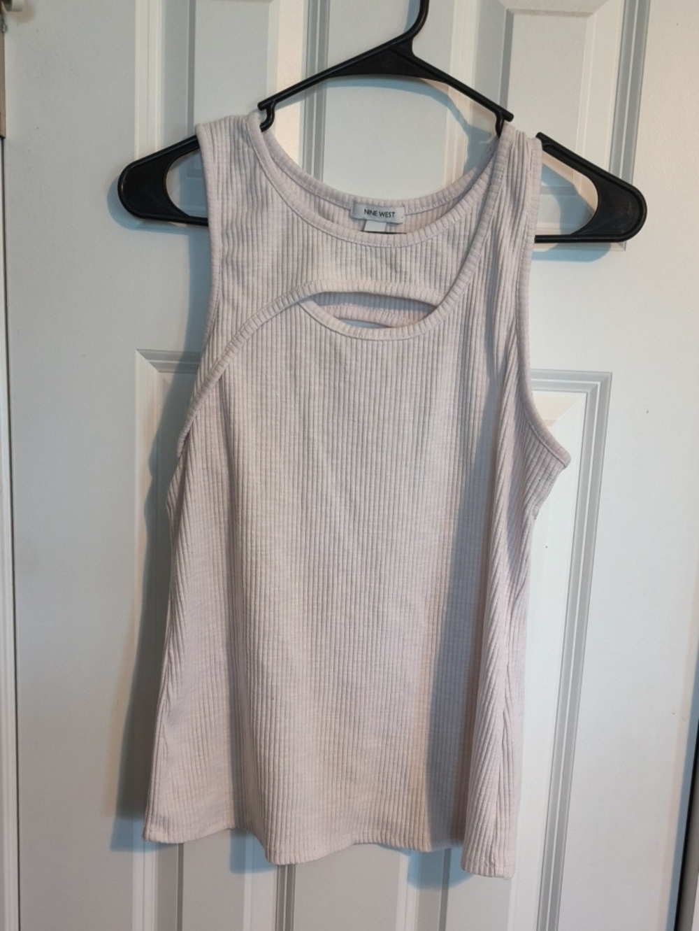 Nine West Light Pink Ribbed Tank with Front Cutout
